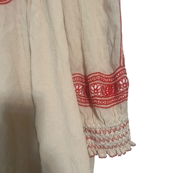Free people xs dress Bohemian Embroidered Dress with Red Accents - Picture 8 of 9